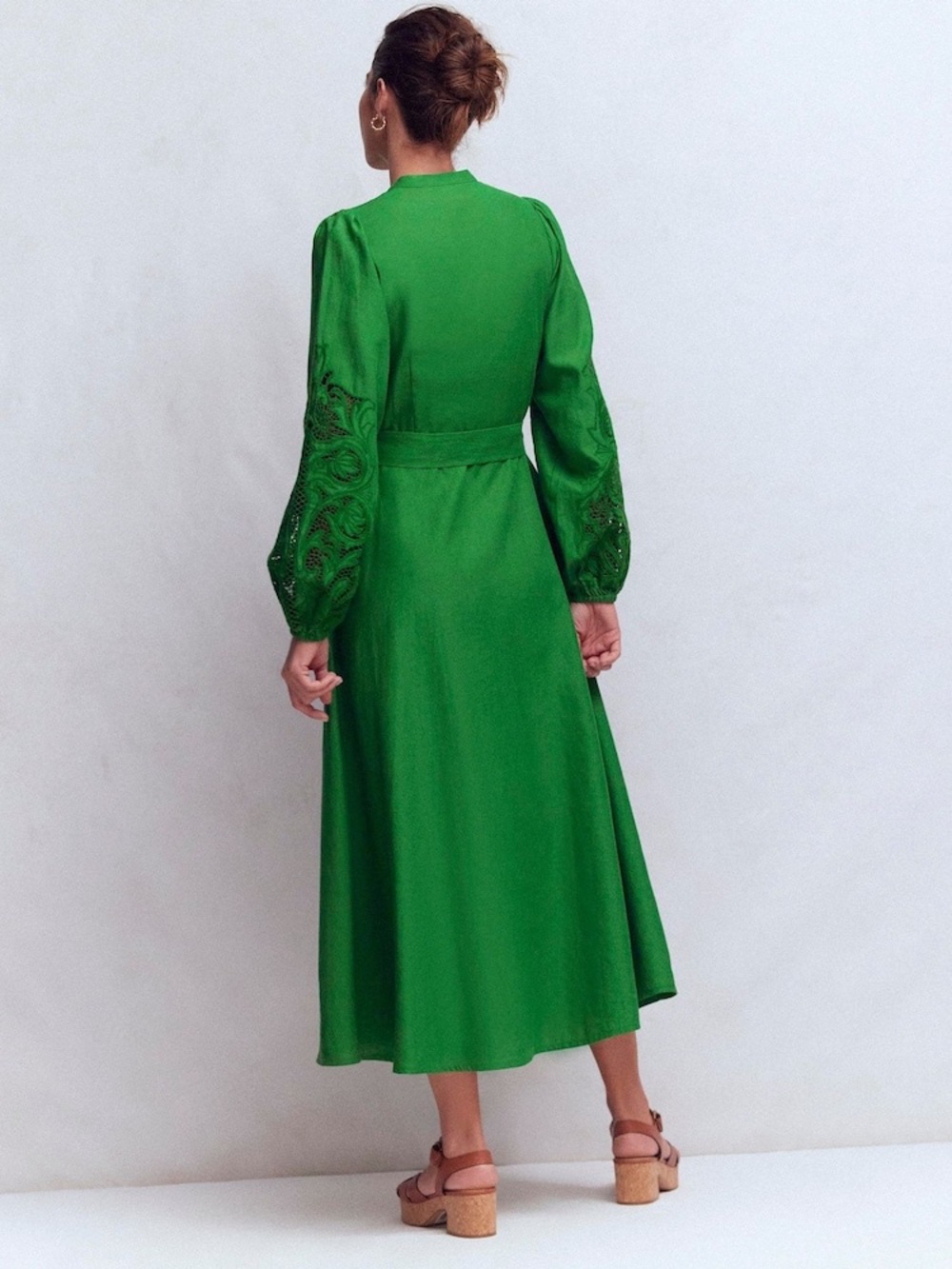 Boden Green Mae Linen Blend Shirt Dress - Picture 3 of 11